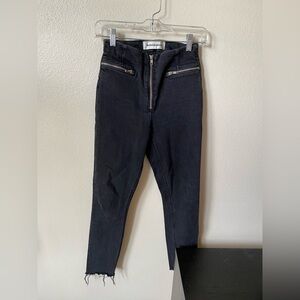 Reformation Women’s Skinny Jeans Charcoal Size 24 High Rise Zipper Detail